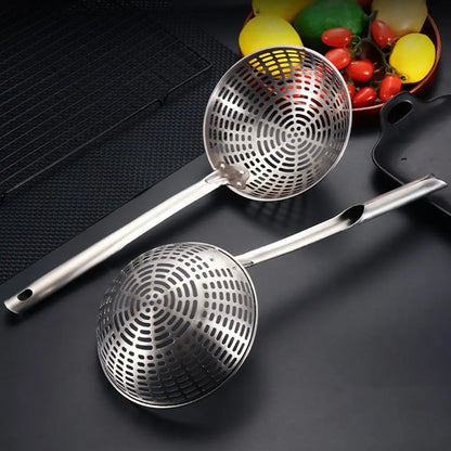 Stainless Steel Colander with Long Handle – Oil Frying Food Net Sieve & Leaky Spoon Kitchen Tool for Cooking