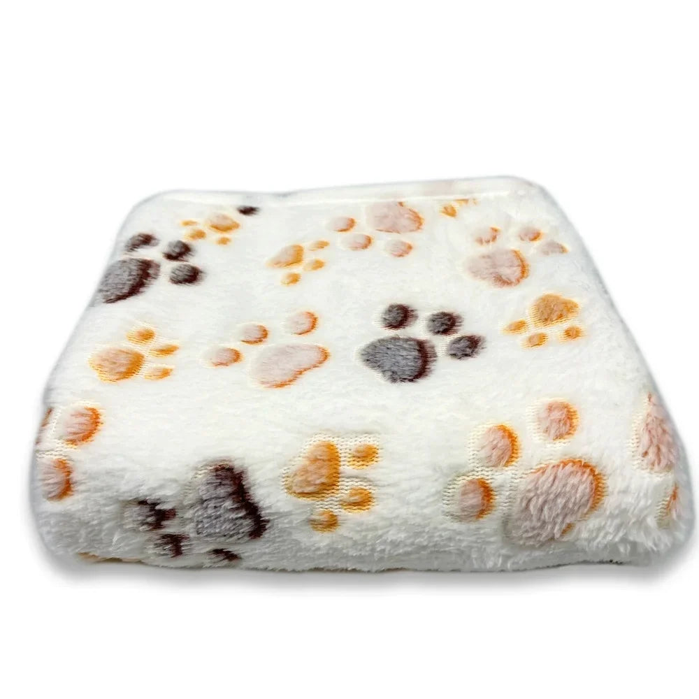 Soft Fluffy Pet Blanket - Warm Fleece Dog & Cat Throw with Cute Paw Print Design for Puppies and Kittens