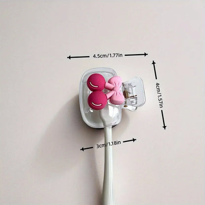 Cute Cherry Toothbrush Holder - Dual Hole Drainage & Ventilated Toothbrush Head Protector for Bathroom Storage