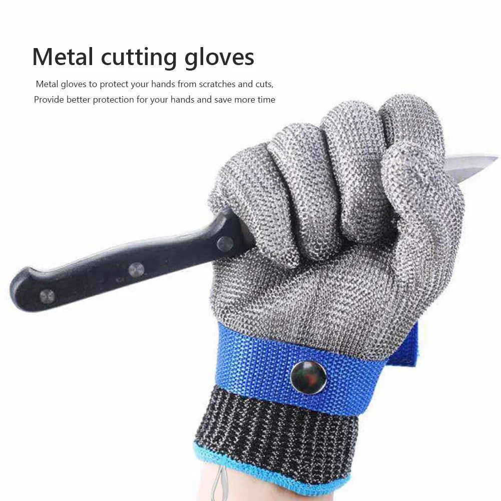 Stainless Steel Cut-Resistant Gloves - Anti-Cut, Wire Metal Mesh Hand Protection for Butchering, Gardening, and Work Safety