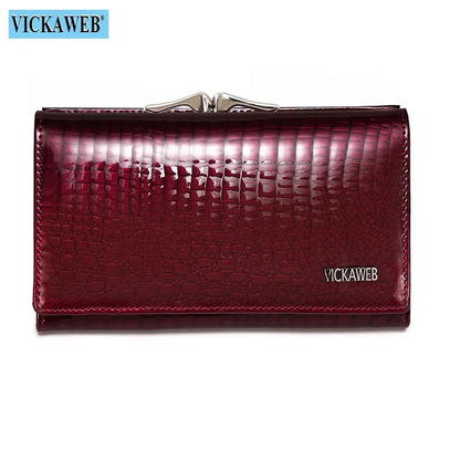 Women’s Genuine Leather Short Wallet – Fashion Alligator Hasp & Zipper Coin Purse AE2155