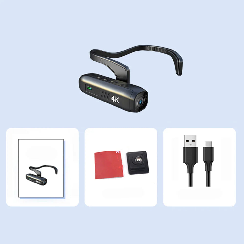4K 30FPS Head-Mounted WiFi Camera – Wearable Camcorder with 120° Wide-Angle Lens & Anti-Shake