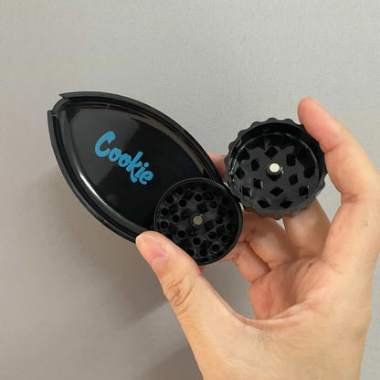 Storage Case with Built-In Crusher — Black Plastic Accessories Container