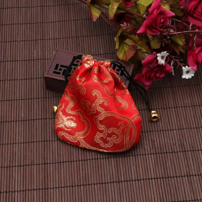 Silk Brocade Drawstring Gift Bags – Embroidered Jewelry, Coin & Candy Pouch for Wedding & Party Favors