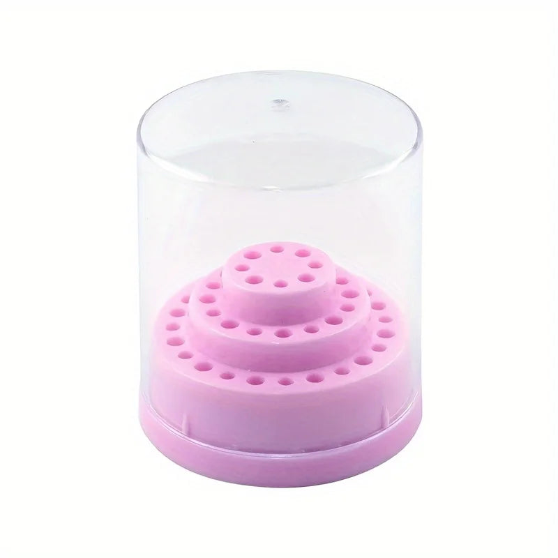 48-Hole Nail Drill Bit Holder - Acrylic Storage Box Stand for Manicure Tools