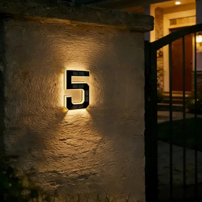 Custom Solar LED House Numbers - Waterproof Luminous Address Sign for Outdoor Wall & Door Decor