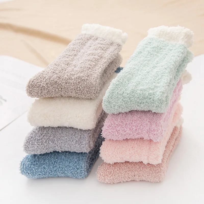4 Pairs Women's Winter Fuzzy Socks – Thick Thermal Soft & Fluffy Slipper Socks for Home & Sleeping