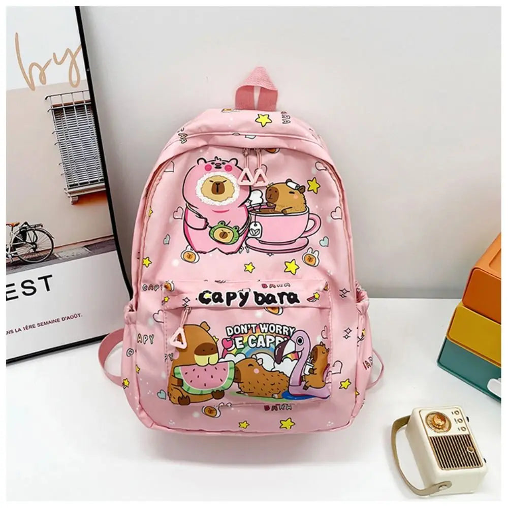 Cute Capybara Backpack | Large Capacity, Breathable Nylon Schoolbag for Students, Women & Girls, Ultra-Light Book Bag