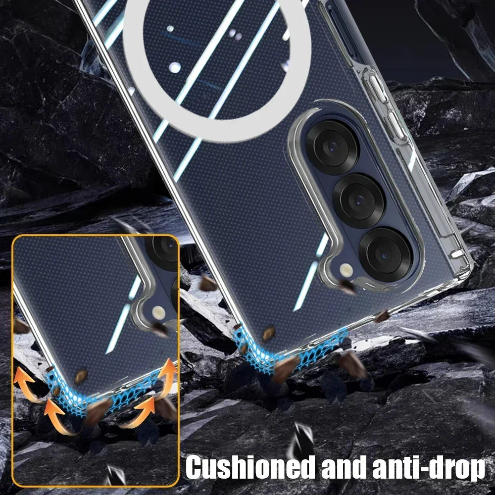 Clear Magnetic Shockproof Case for Samsung Galaxy Z Fold 6 – Magsafe Wireless Charging Compatible Cover