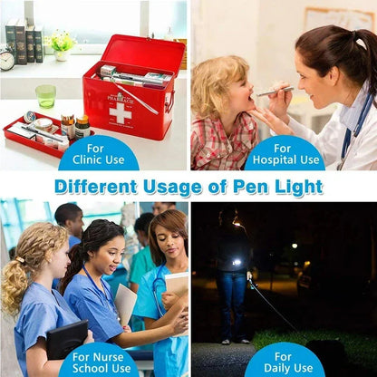 Mini Portable LED Pen Light — USB Rechargeable Medical Flashlight with Stainless Steel Clip for Dentist & Nurse Use