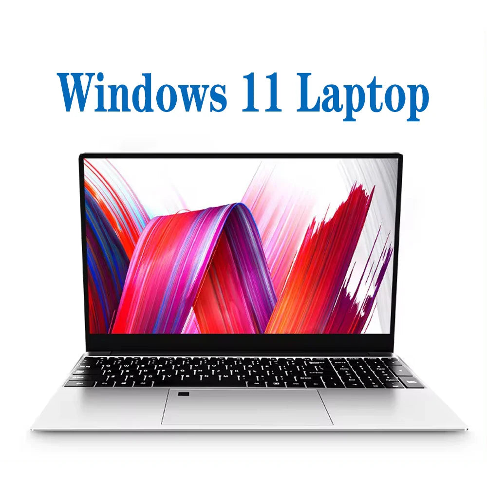 2025 Ultra-Thin Business Notebook — 15.6" Windows 11 Laptop, Intel Celeron N4000, 16GB RAM, 1TB/2TB SSD with Fingerprint