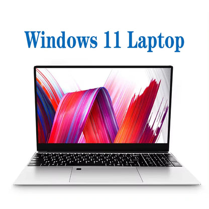 2025 Ultra-Thin Business Notebook — 15.6" Windows 11 Laptop, Intel Celeron N4000, 16GB RAM, 1TB/2TB SSD with Fingerprint