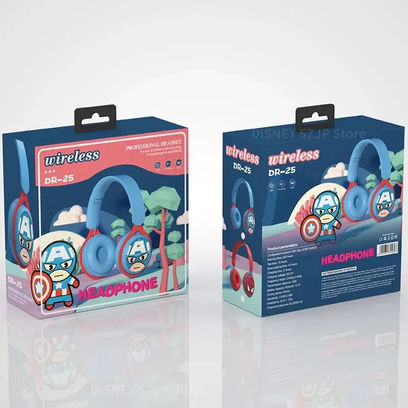 Disney Marvel Y08 Wireless Bluetooth Headphones – Foldable HIFI Surround Sound Earphones for Kids