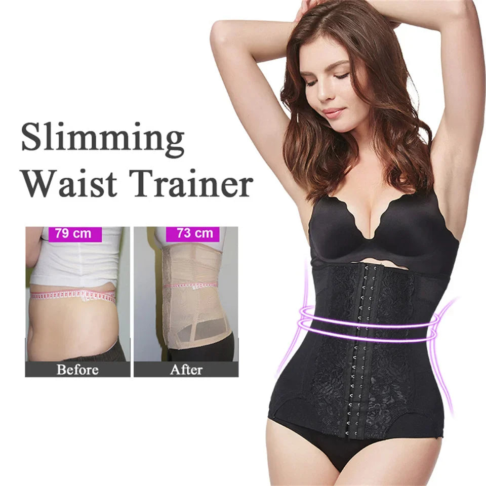 Colombian Mesh Embroidered Waist Trainer Corset Body Shaper for Women – Belly Control Shapewear