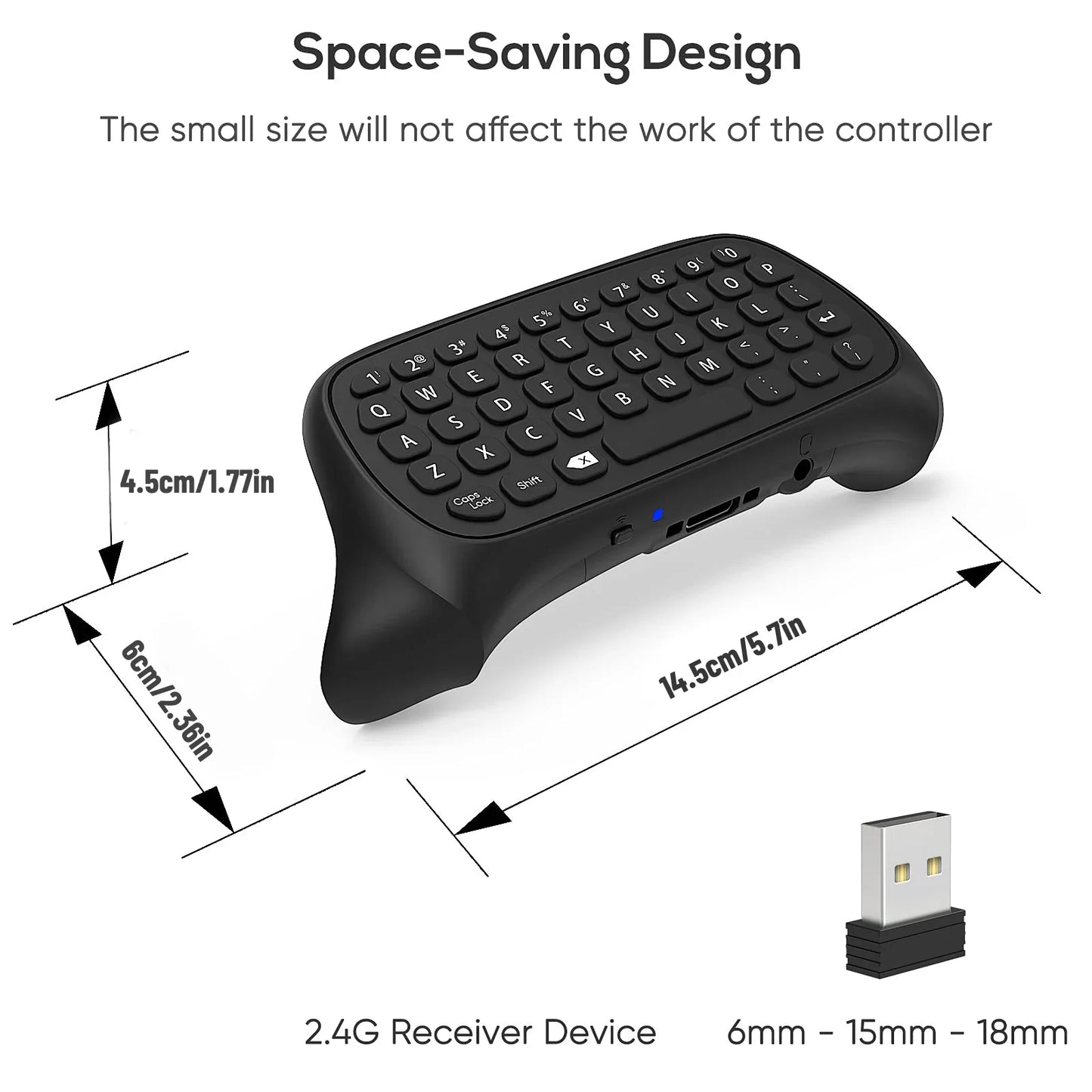 Xbox Series X/S & One Wireless Controller Keyboard — Chatpad Gaming Keypad with USB Receiver & 3.5mm Audio Jack