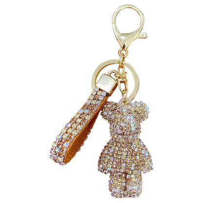 Cute Rhinestone Bear Tassel Keychain — Couple Bag & Car Key Ring Pendant for Girls/Students