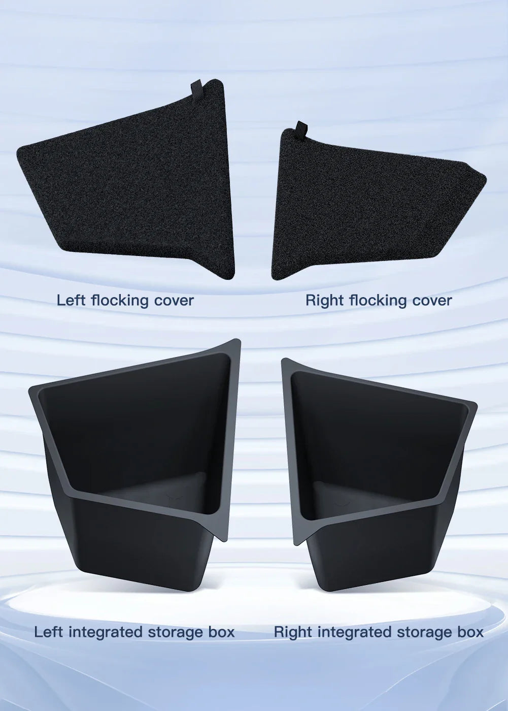 YZ Car Trunk Side Storage Box – Left & Right Organizer for Tesla Model Y Juniper 2021-2025 with Flocking Mat Cover