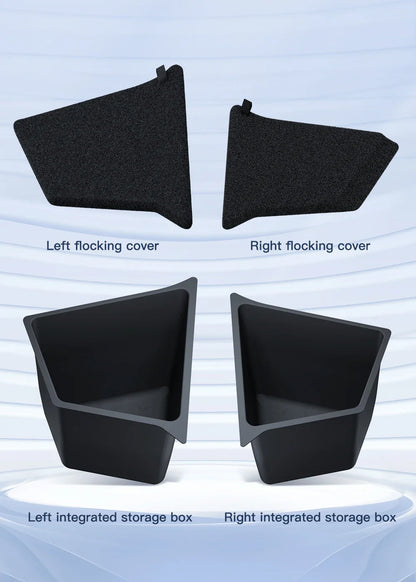 YZ Car Trunk Side Storage Box – Left & Right Organizer for Tesla Model Y Juniper 2021-2025 with Flocking Mat Cover