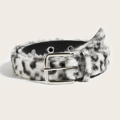 Gothic Y2K Faux Fur Belt - Women’s Punk Hip Hop Waistband for Jeans & Winter Fashion