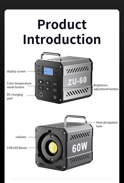 LED Fill Light Handheld COB Photography Light - Dual Color, Gentle Light for Outdoor Shooting, YouTube, TikTok, Vlog with Remote Rocker