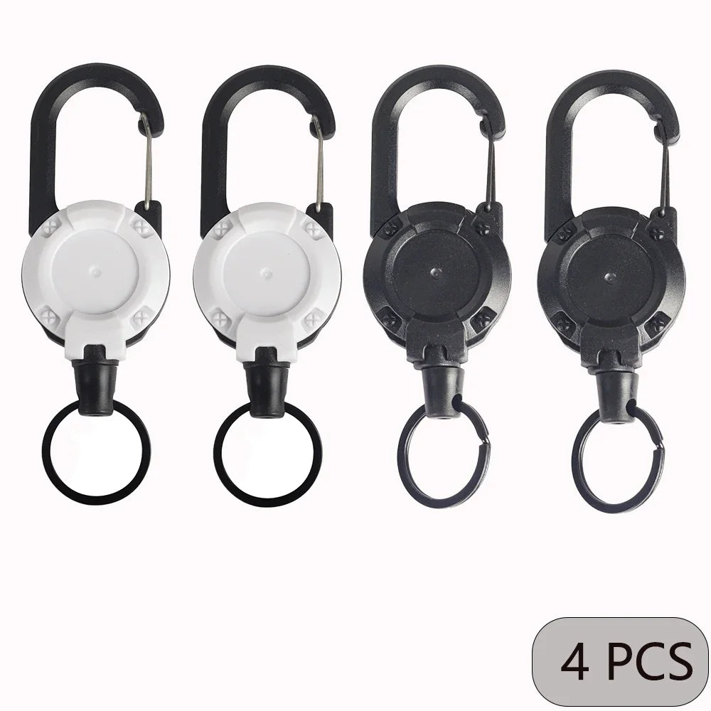 1/2/4PCS Retractable Keychain Badge Reel – Heavy Duty Extendable Holder with Carabiner for Men’s Outdoor Bags