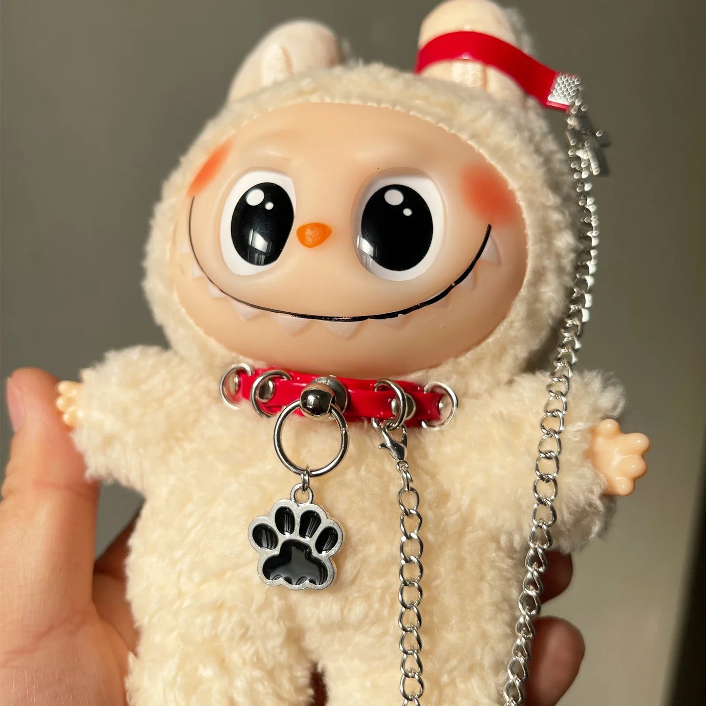 17cm Labubu Doll Necklace Choker – Leadrope Accessory for 6.5-inch Cotton Dolls