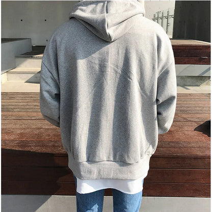 Fashion Men's Oversized Jacket – Long Sleeve Zipper Hoodie for Streetwear and Casual Style