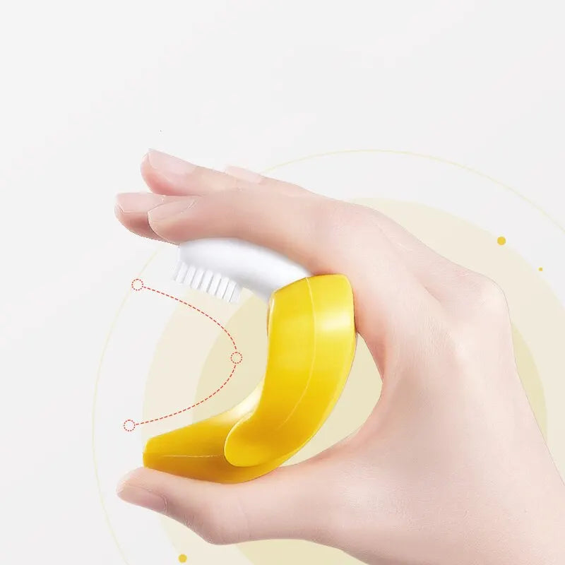Banana Shape Baby Silicone Teether & Training Toothbrush – BPA Free Safe Chew Ring for Infant Dental Care
