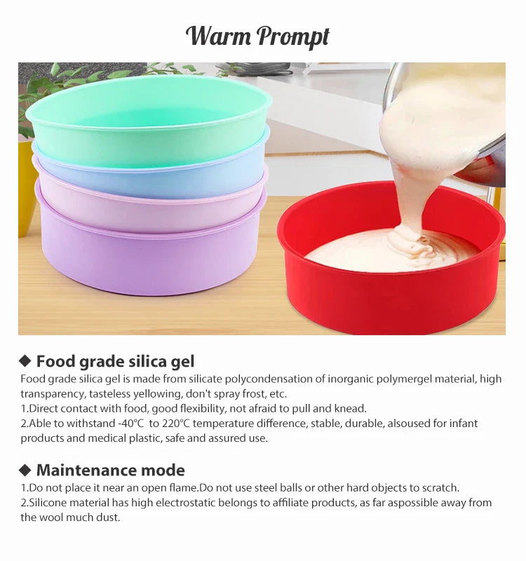 FAIS DU Silicone Cake Pan Set – 2-8pcs 4/6/8inch Round Molds for Rainbow Cake & Mousse Baking
