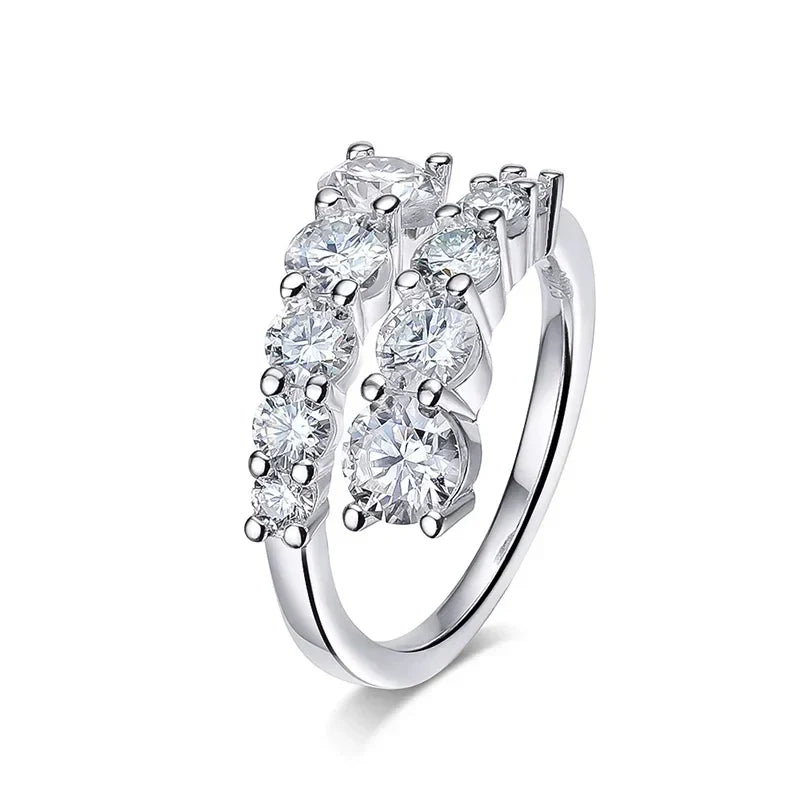 Smyoue 10-Gem Moissanite Ring for Women — Sparkling Lab-Created Diamond Wedding Band, 925 Sterling Silver Jewelry