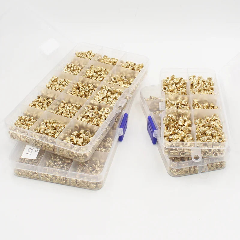 Brass Threaded Insert Nut Kit M2–M8 – Heat Set Knurled Copper Nuts for 3D Printing & Plastic Injection
