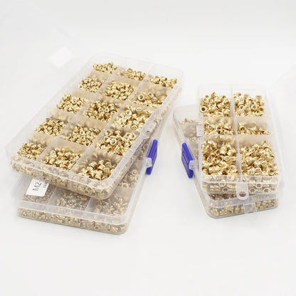 Brass Threaded Insert Nut Kit M2–M8 – Heat Set Knurled Copper Nuts for 3D Printing & Plastic Injection
