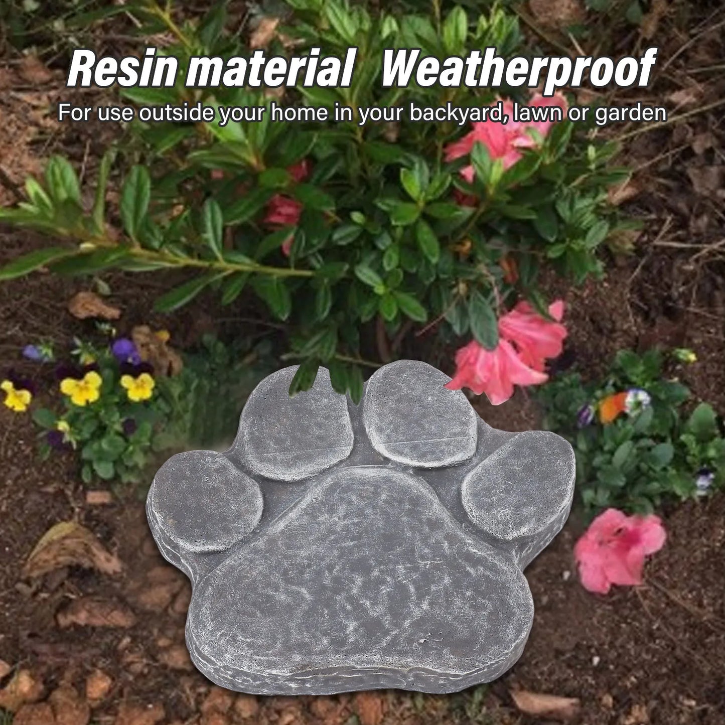 Dog Pawprint Memorial Stone – DIY Lettering Dog Grave Marker Pet Monument for Outdoor Lawn & Patio (15.5x17.5cm)