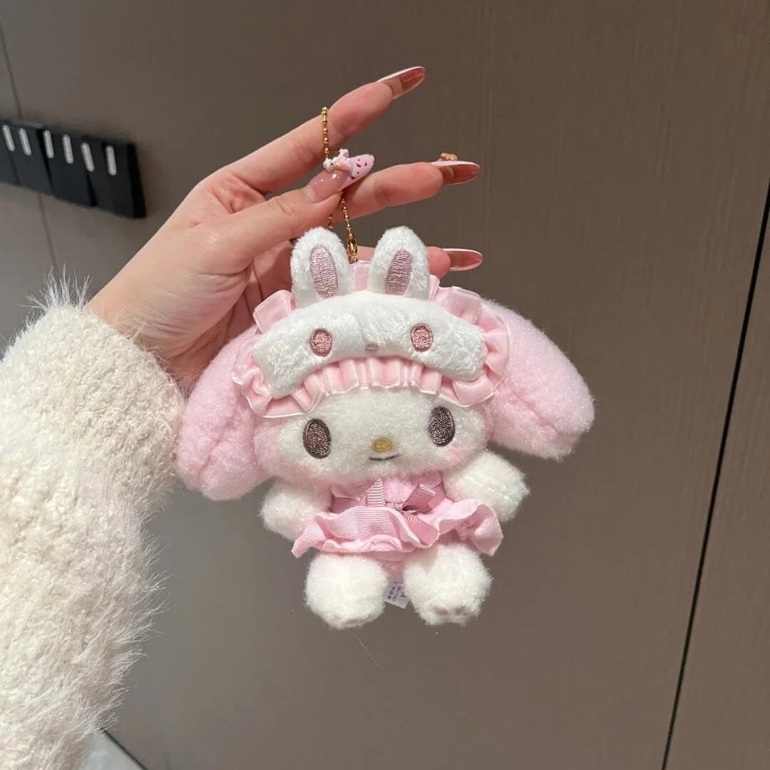 Cute KT Cat Plush Keychain — Cartoon Anime Glasses-Wearing Cat Backpack Pendant, Gift for Girls, Birthday & Holiday