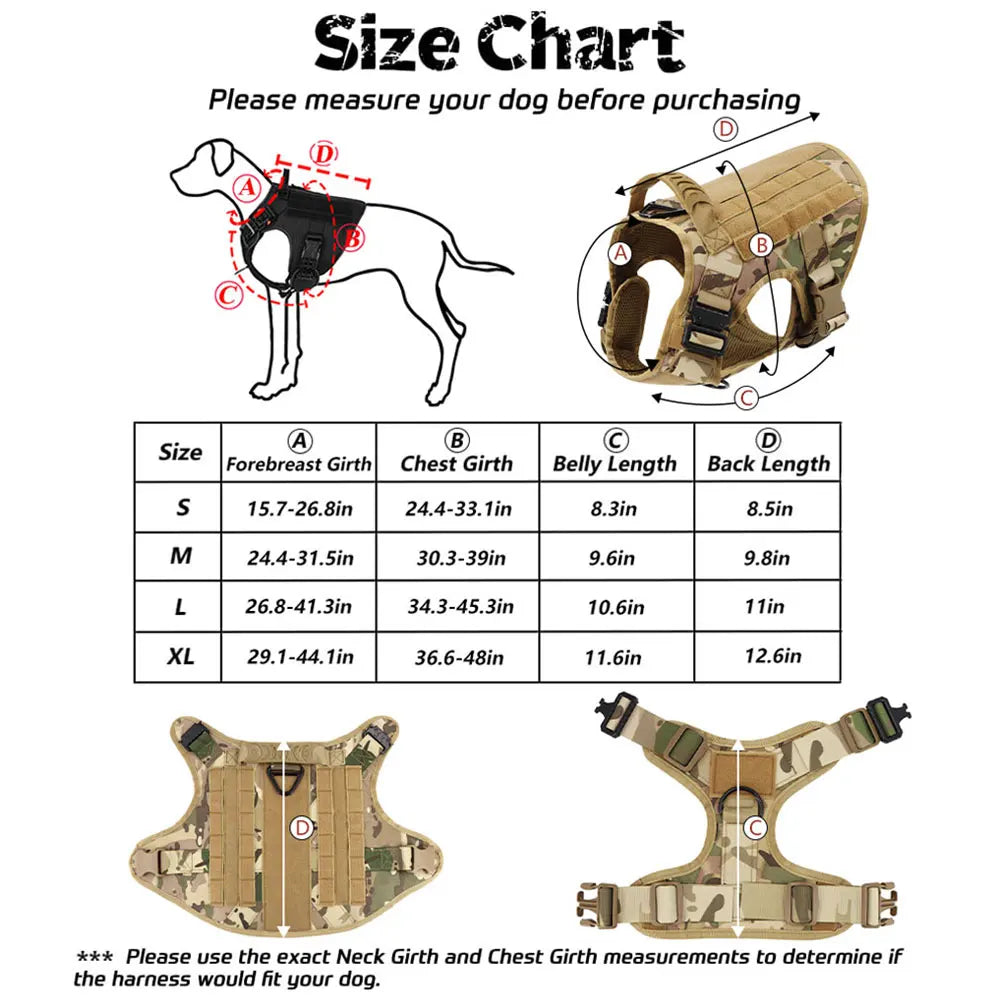 Large Dog Harness & Leash Set — Training & Walking Vest for German Shepherd, Malinois