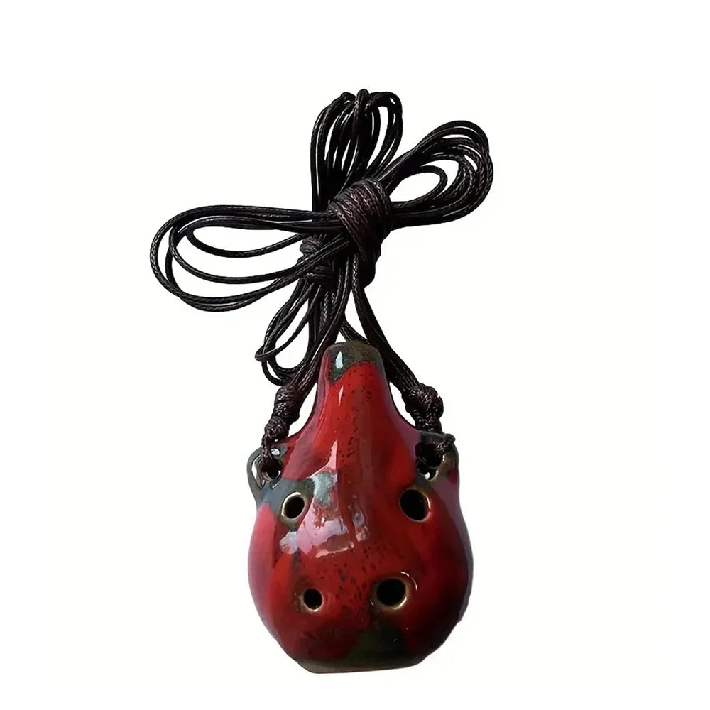 6 Hole Ceramic Mini Ocarina - Handmade Craft Musical Instrument for Beginners and Music Lovers