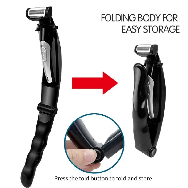 Electric Back Shaver for Men – USB Rechargeable Waterproof Back Hair Trimmer with Extended Handle