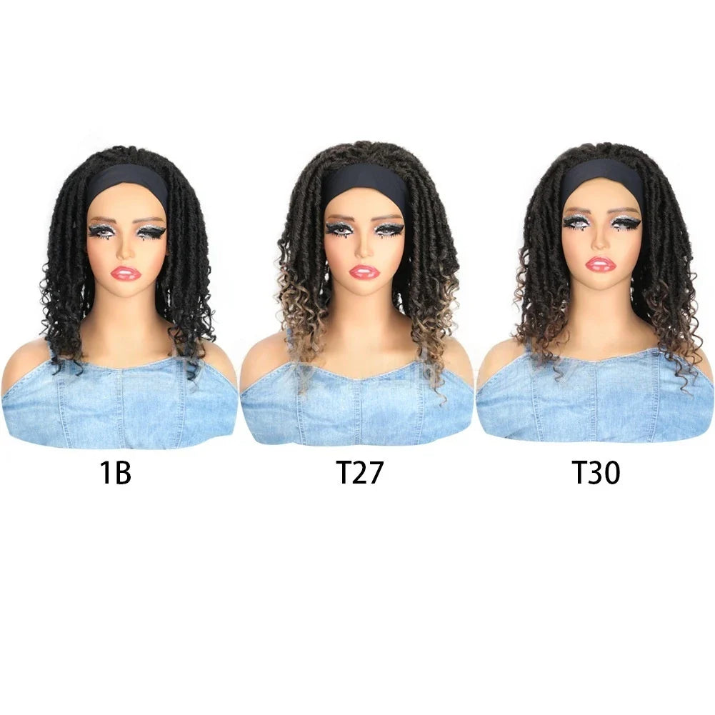 Synthetic Afro Dreadlock Headband Wig – Ombre Color Crochet Hair Wig, Low-Heat Fiber