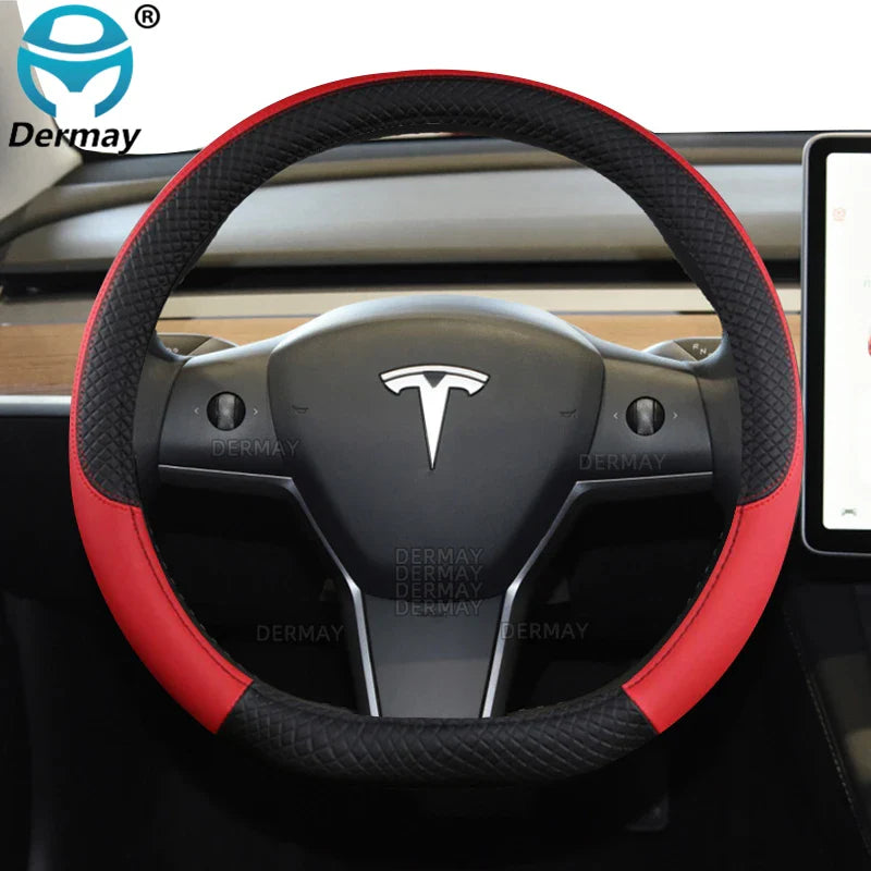 Tesla Model 3 Steering Wheel Cover – PU Leather Non-Slip Auto Accessory, 9 Colors (2016-2023)