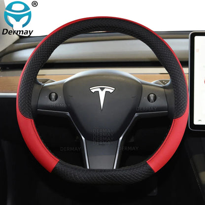 Tesla Model 3 Steering Wheel Cover – PU Leather Non-Slip Auto Accessory, 9 Colors (2016-2023)