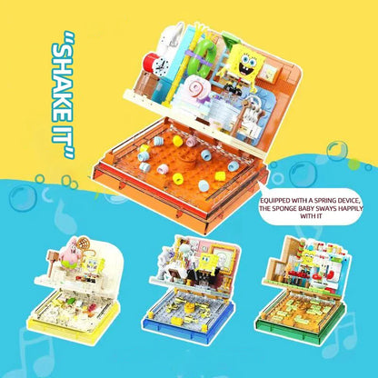 Spongebob Building Blocks Set — Patrick Star, Krusty Krab & Squidward Tentacles Desktop Model Toy for Kids & Gifts