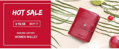 CONTACT'S Genuine Leather Short Wallet for Women — Luxury Designer Card & Coin Holder, Mini Money Clip Wallet with Free Shipping