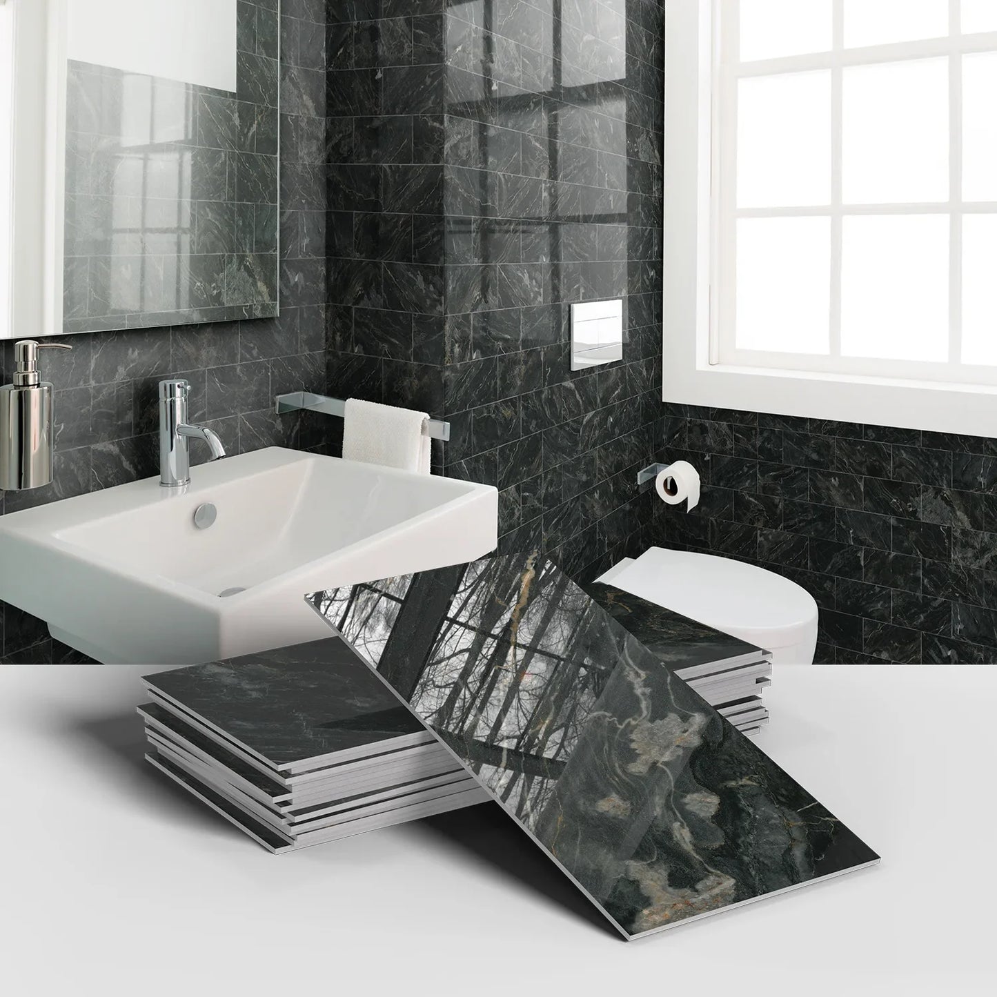 16PCS Marble Pattern Wall Stickers - Waterproof Oil-Proof PET Foam Kitchen Backsplash & Decorative Wallpaper Panels