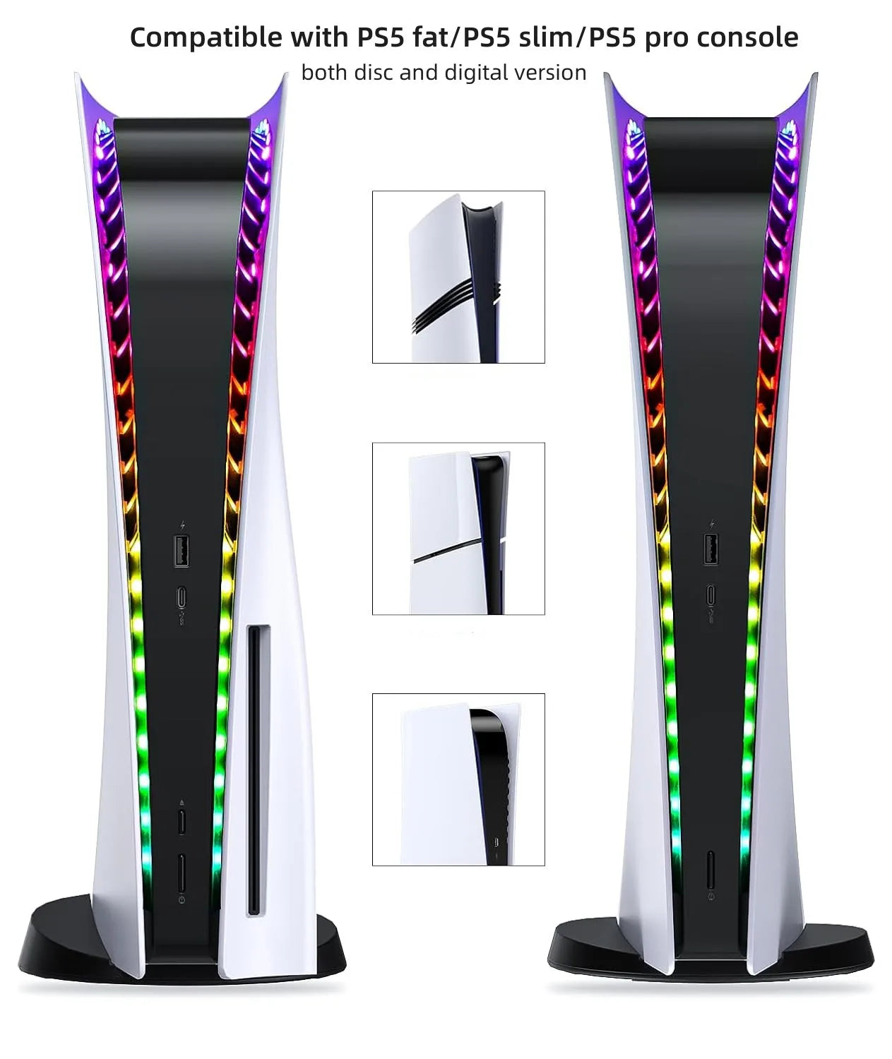 RGB LED Light Strip for PS5 Slim & PS5 Pro Console – Gaming Atmosphere Lighting for PlayStation 5 Setup