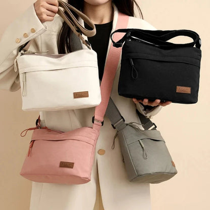 High-Capacity Canvas Crossbody Bag - Multi-Pocket Shoulder Purse for Women and Everyday Shopping