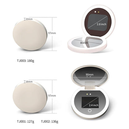 TENGMIR UV Smart Sunscreen Makeup Mirror – Portable LED Light UV Detection & Sunscreen Testing Mirror