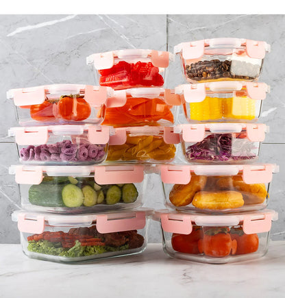 16-Piece Glass Food Storage Container Set — Leakproof, Airtight, BPA-Free, Microwave & Oven Safe, Stackable Kitchen Organizer