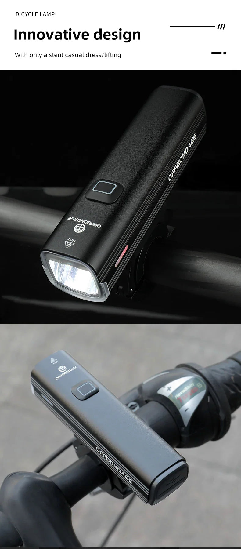 OFFBONDAGE 1000 Lumen Bicycle Light - USB Charging Bike Headlight & Power Bank | MTB & Road Highlight Flashlight for Handlebar