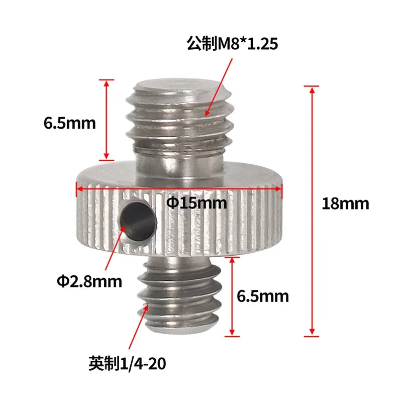 Reinforced Camera Screw Adapter - 1/4 to 3/8 Inch Male Female Thread Converter for Tripod Monopod Ball Head Light Bike Mount