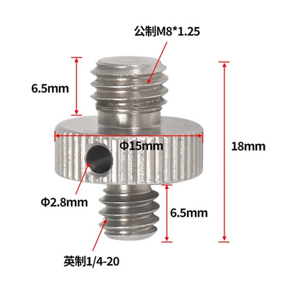 Reinforced Camera Screw Adapter - 1/4 to 3/8 Inch Male Female Thread Converter for Tripod Monopod Ball Head Light Bike Mount